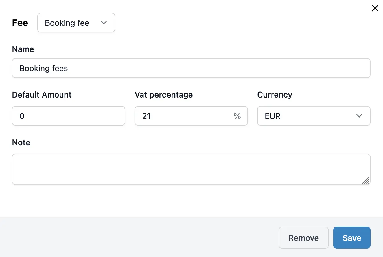 Set default fee values