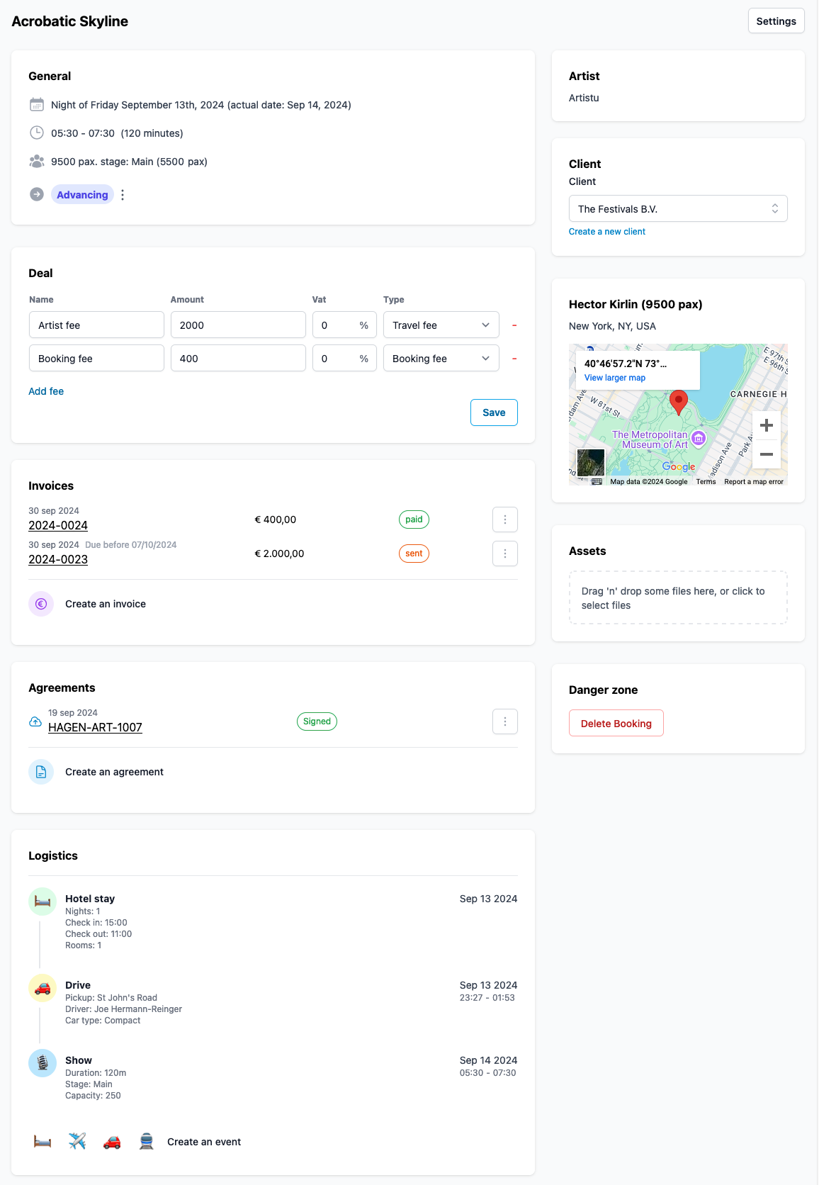 Single booking view - App screenshot